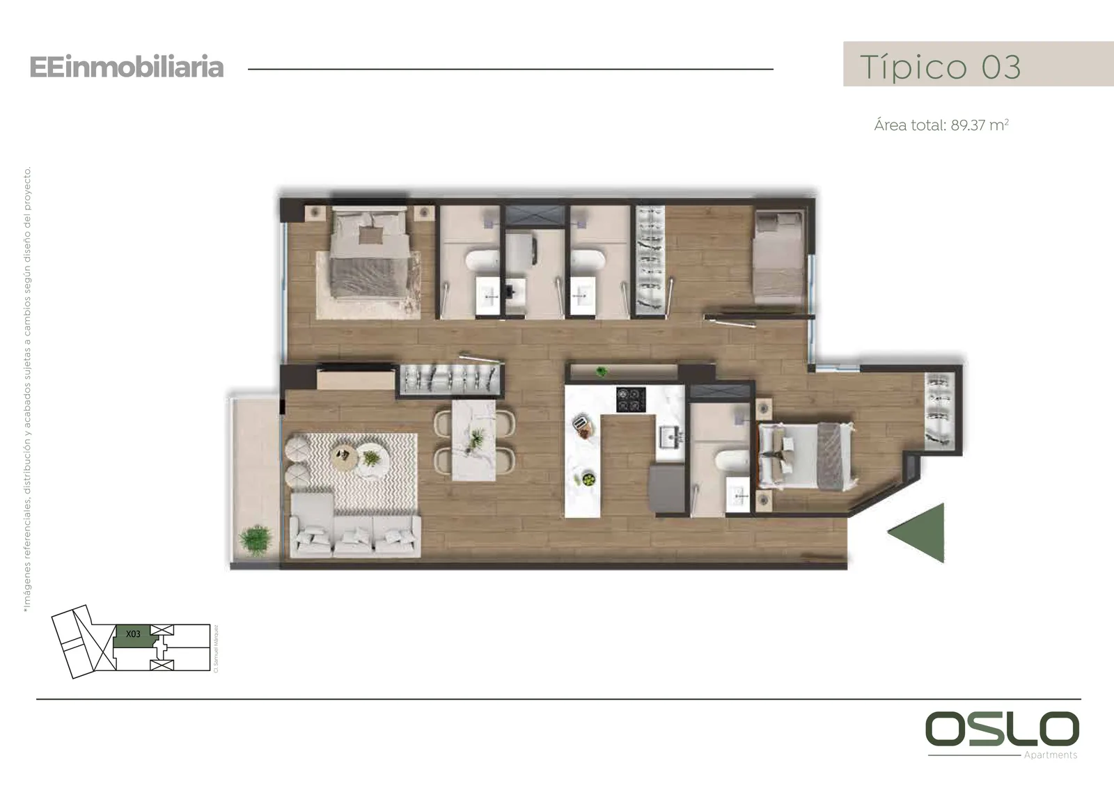 Modelo Tipo 03 · Pisos 2 al 7