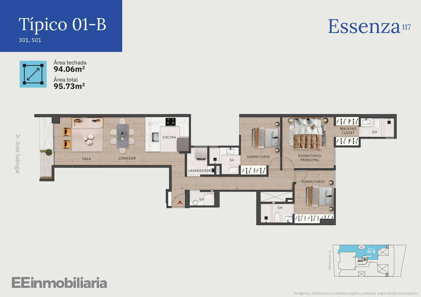 Modelo Típico 1-B · Pisos 3 y 5
