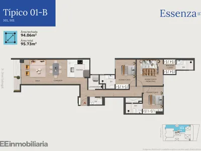 Modelo Típico 1-B · Pisos 3 y 5