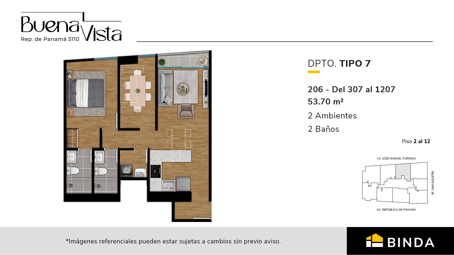 Modelo TIPO 7 · Pisos 2 al 11
