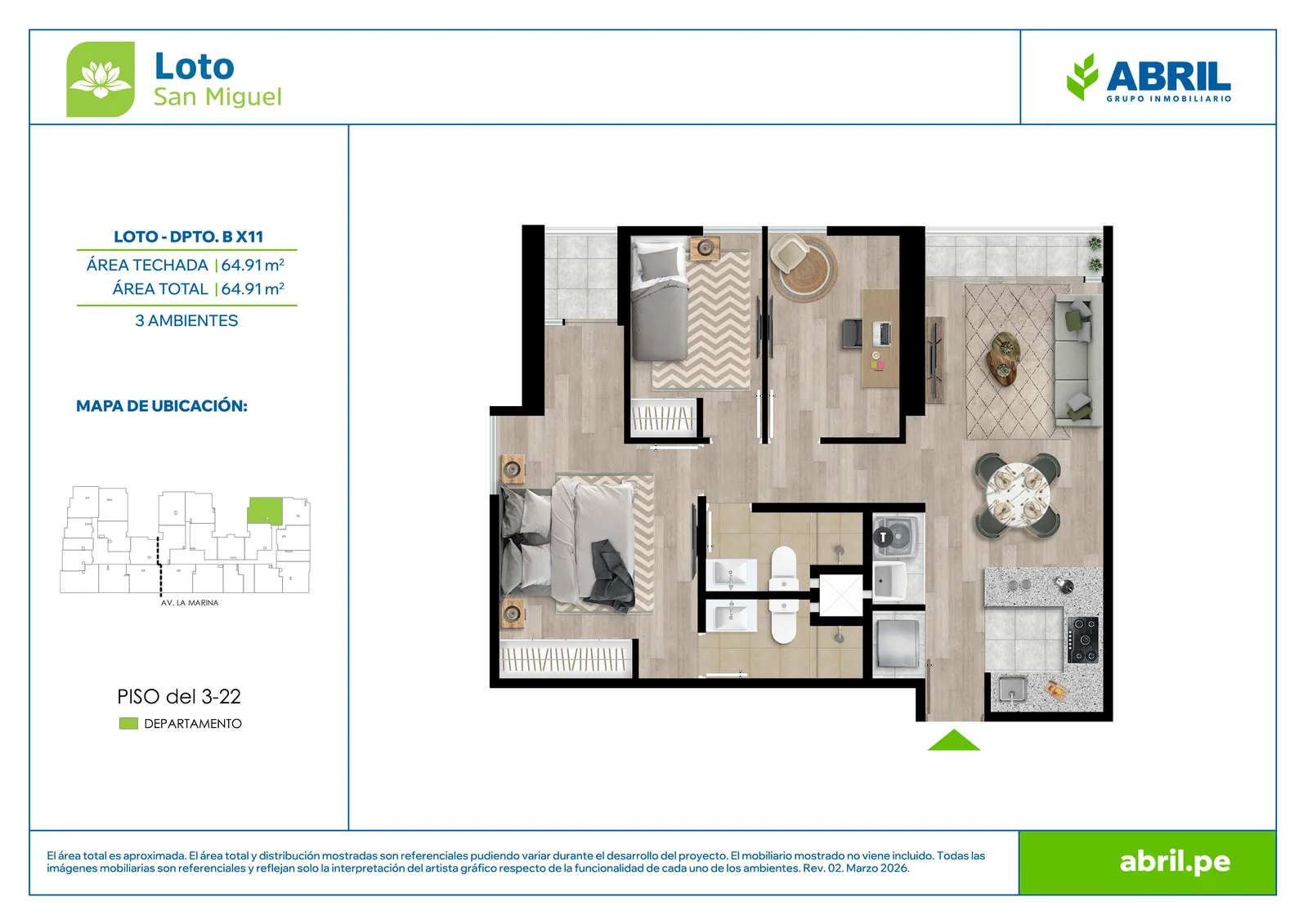 Modelo LOT-2-X11 · Pisos 3 al 22