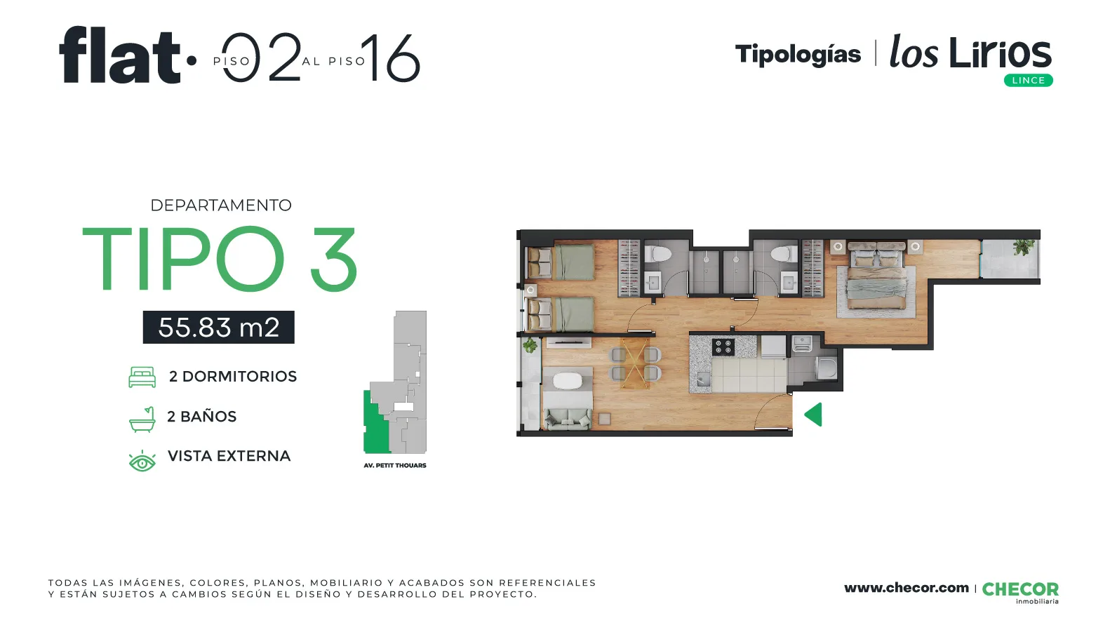 Modelo TIPO 3 · Pisos 3 al 16