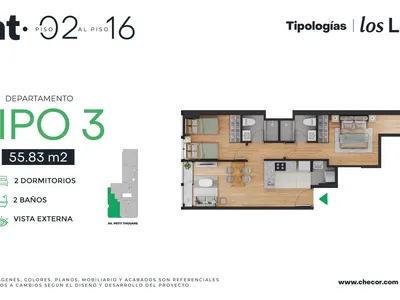 Modelo TIPO 3 · Pisos 3 al 16