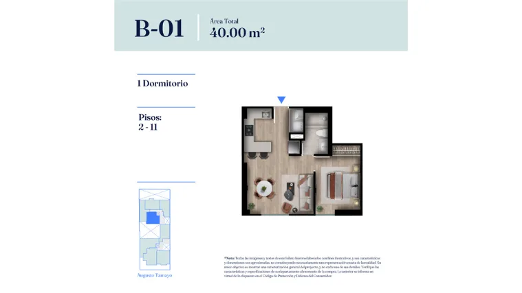Modelo Tipo B-01 · Pisos 2 al 11