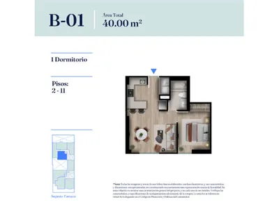 Modelo Tipo B-01 · Pisos 2 al 11