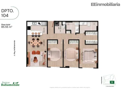 Departamento 3 dorm. 84.85 m²