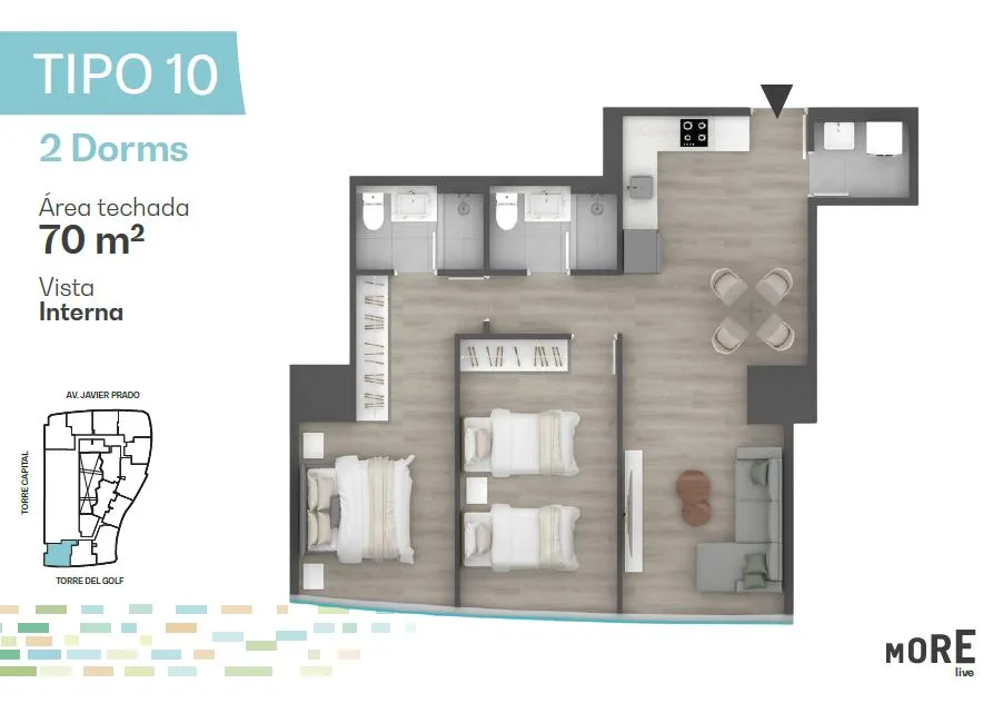 Modelo Tipo 10 · Pisos 14 al 21