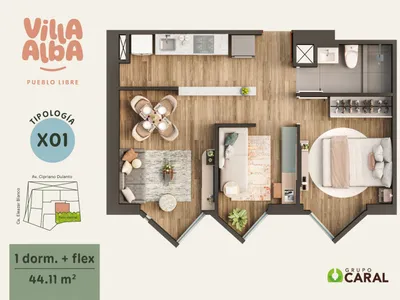 Modelo 1D+FLEX · Pisos 16, 17, 18