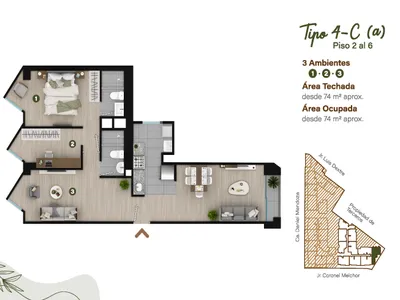 Modelo TIPO - 4C-A · Pisos 2, 3, 4, 5, 6