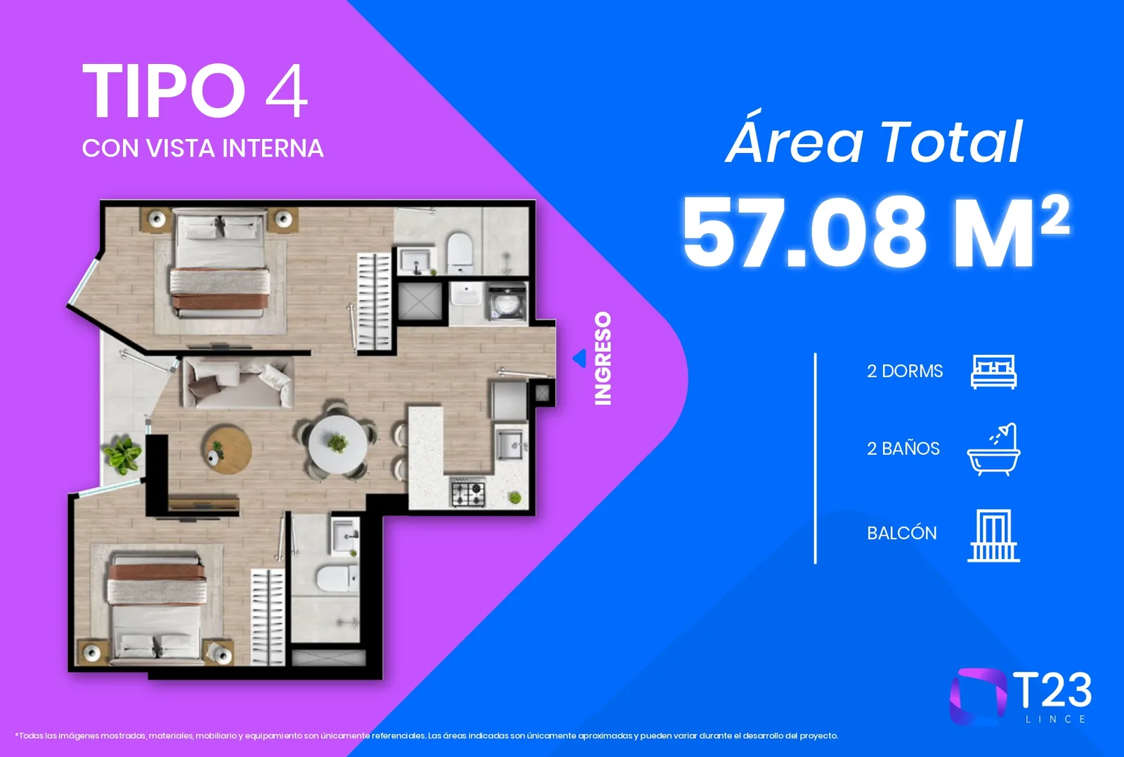 Modelo TIPO 4 · Pisos 4 al 17