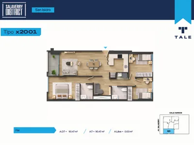 Departamento 3 dorm. 90.47 m²