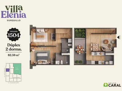 Departamento 2 dorm. 82.59 m²