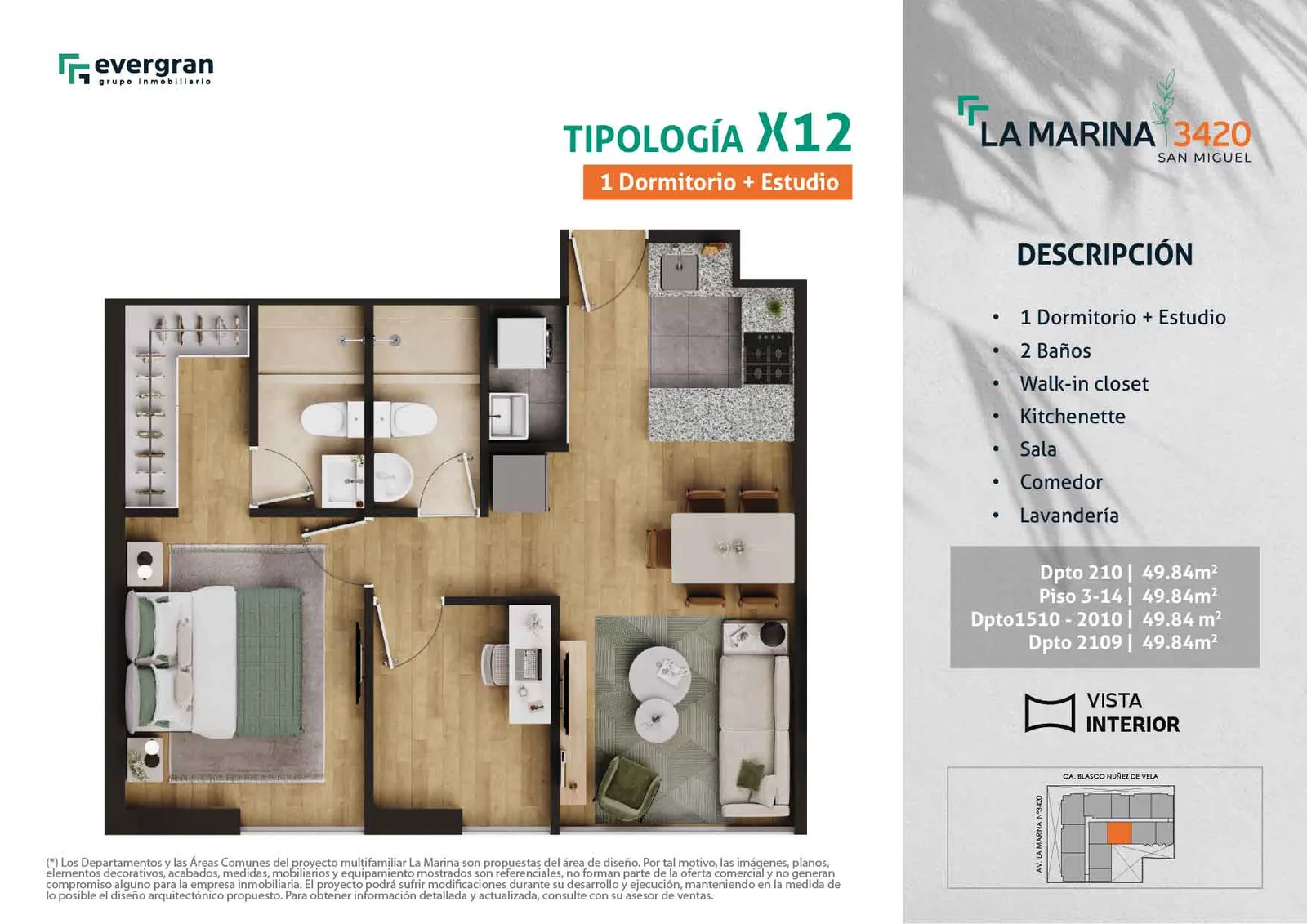 Modelo Tipo 12 · Pisos 2 al 21