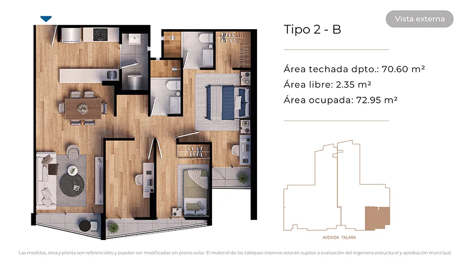 Modelo Tipo 2-B · Pisos 2 al 12