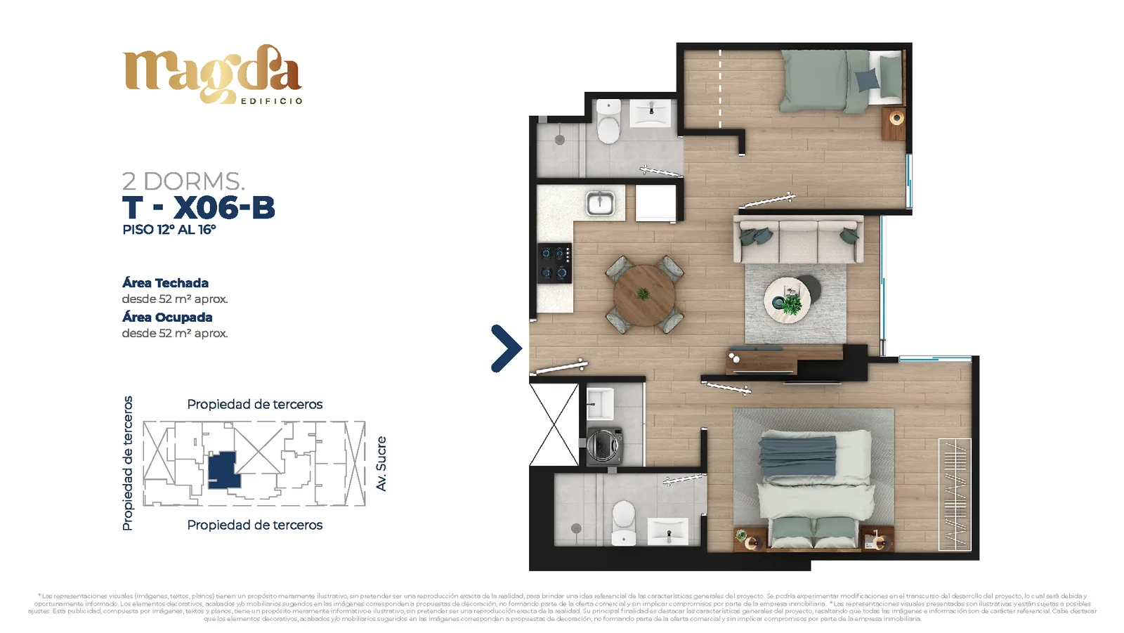 Modelo TIPO X06B · Pisos 12, 13, 14, 16