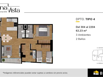 Modelo TIPO 4 · Pisos 3 al 22