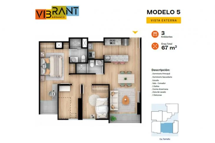 Modelo 5 · Pisos 13, 15, 18, 19, 20