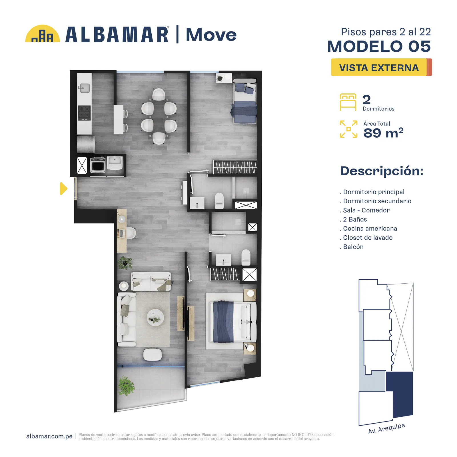 Modelo Modelo 5 · Pisos 4 al 21