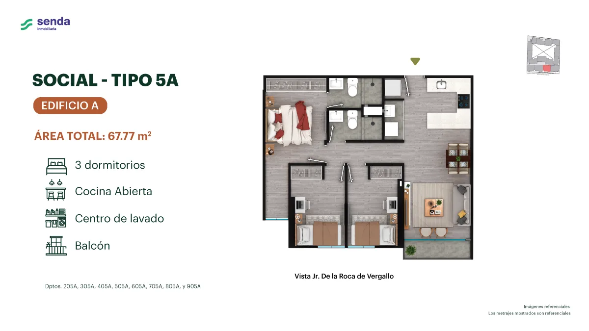 Modelo TIPO 5A · Pisos 2 al 9