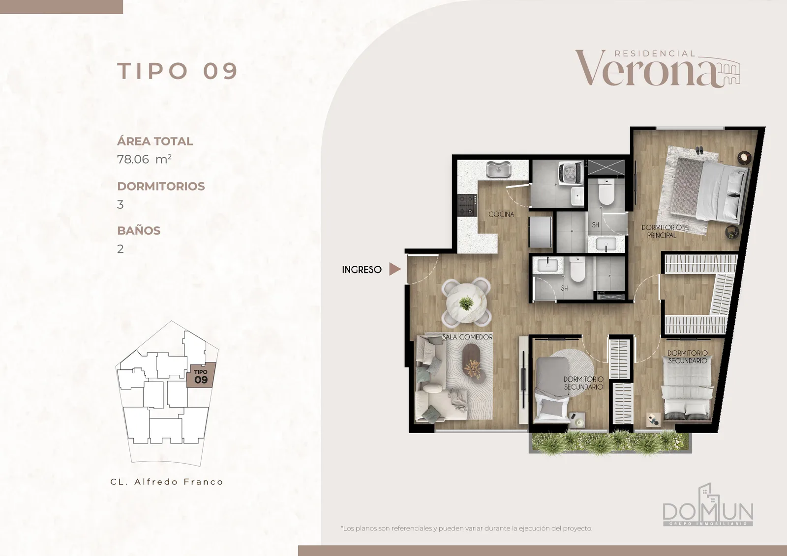 Modelo TIPO 9 · Pisos 2, 3, 4, 5