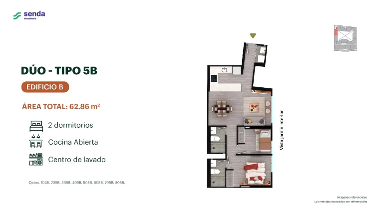 Modelo TIPO 5B · Pisos 1 al 8