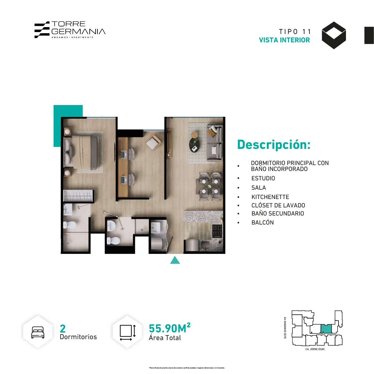 Modelo P4-P18-X11 · Pisos 4 al 18