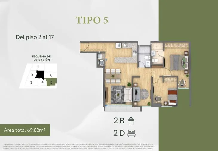 Modelo TIPO 5 · Pisos 10 al 18