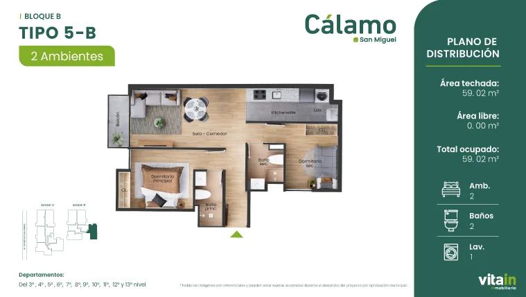 Modelo Tipo 5 - B · Pisos 3 al 11