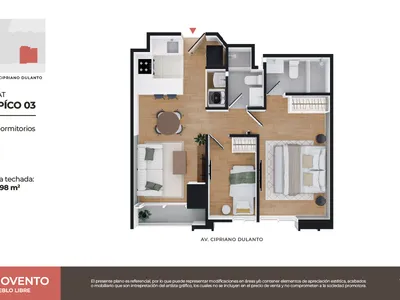 Modelo Flat Típico 03 · Pisos 2, 4, 14, 20