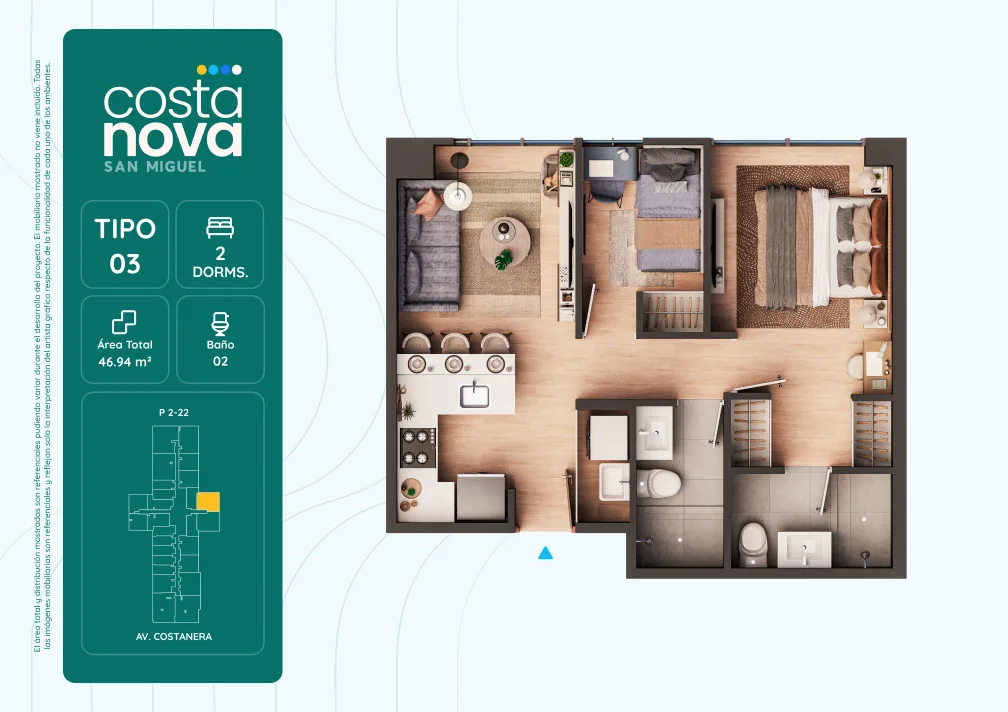 Modelo 3 · Pisos 2 al 22