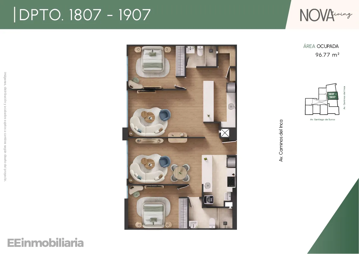Modelo Dpto. 1807-1907 · Pisos 18 y 19