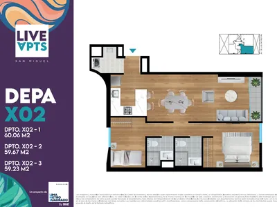 Modelo Tipo X02-3 · Pisos 10, 11, 12, 13