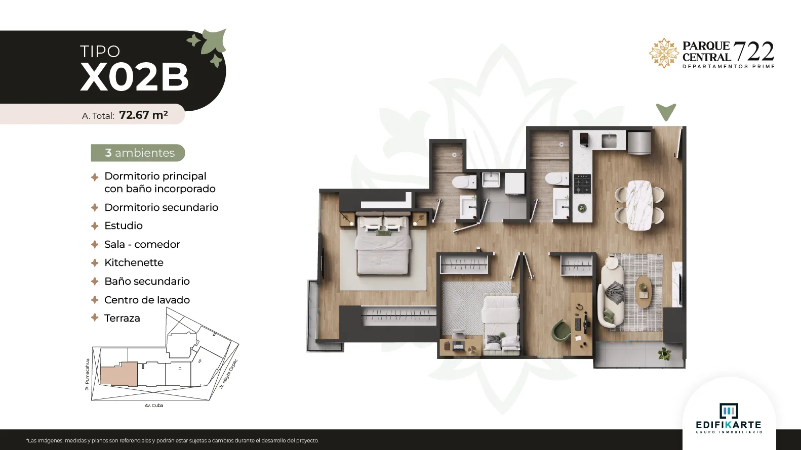 Modelo X02B 4 · Pisos 14, 18, 22