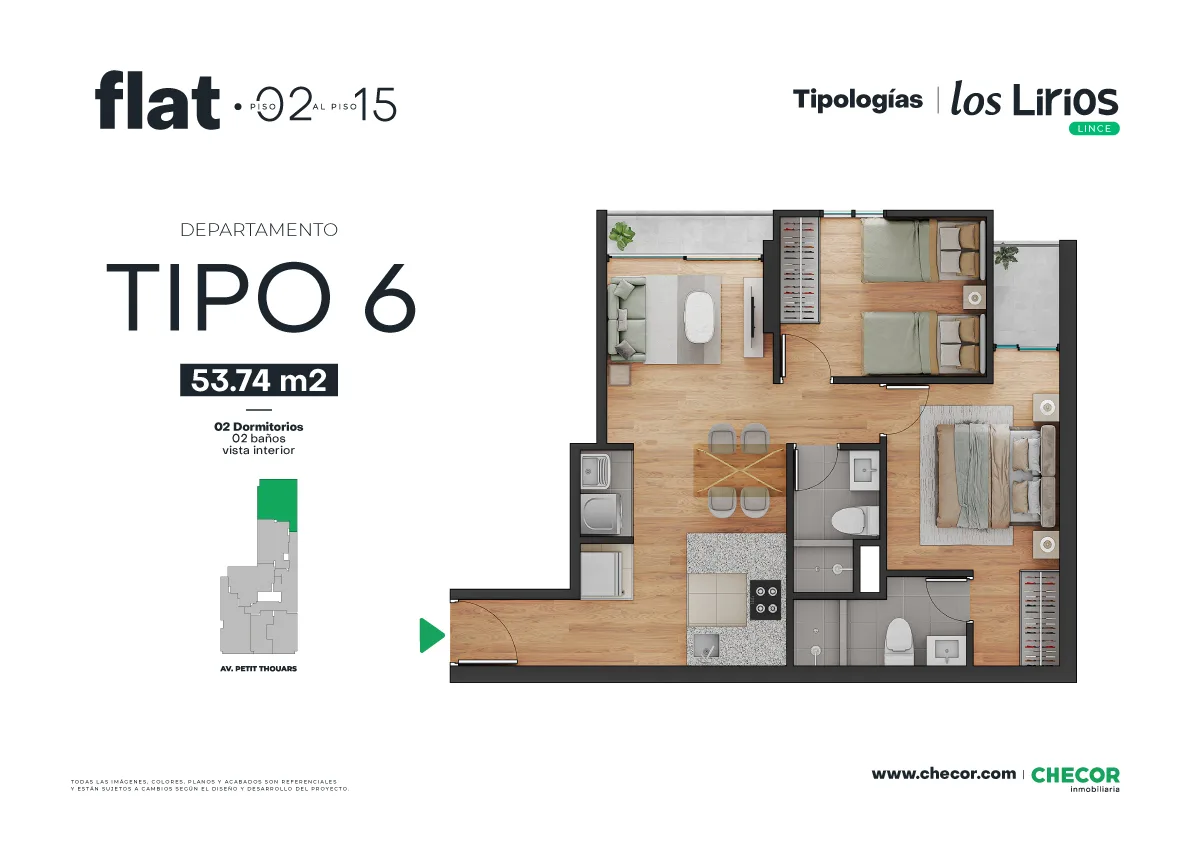 Modelo TIPO 6 · Pisos 4 al 15