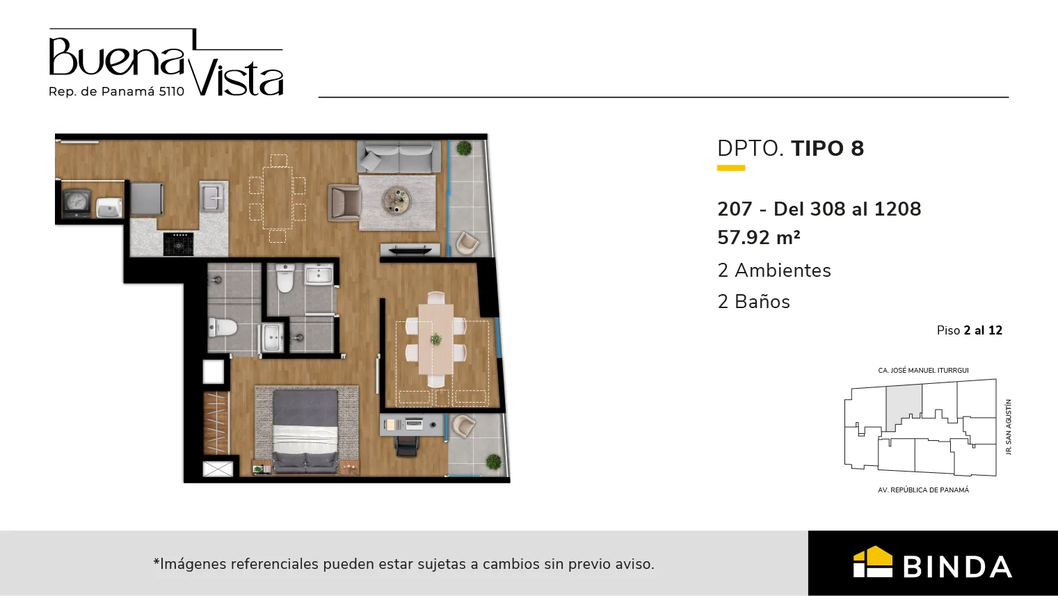 Modelo TIPO 8 · Pisos 2 al 12