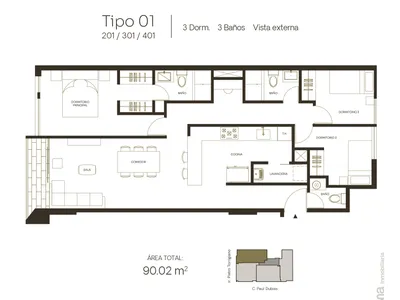 Modelo TIPO 1 · Pisos 2 y 3