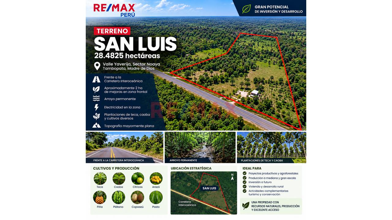 Terreno De 28.48 Ha Frente A La Carretera Interoceánica – Valle Yaverija, Tahuamau - Iñapari - Madre De Dios”