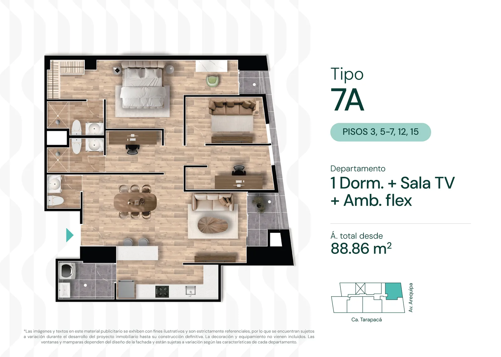 Modelo TIPO 7A · Pisos 3 y 5