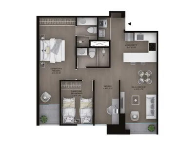 Departamento 3 dorm. 71.7 m²