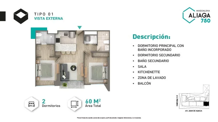 Modelo Tipo 1 · Pisos 14, 19, 20