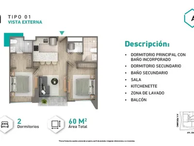 Modelo Tipo 1 · Pisos 14, 19, 20