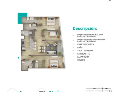 Modelo Tipo T2-X04 · Pisos 15 y 16
