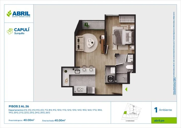 Modelo CAP-212AL2612_V1 · Pisos 2 al 26