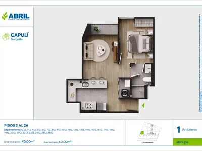 Modelo CAP-212AL2612_V1 · Pisos 2 al 26