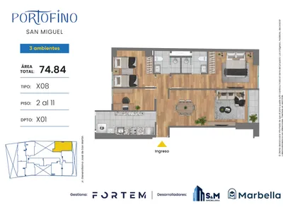 Modelo TD-X08 · Pisos 2, 6, 11