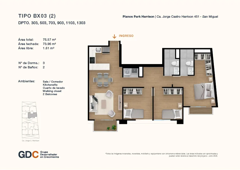 Modelo B X03 (2) · Pisos 3 al 13