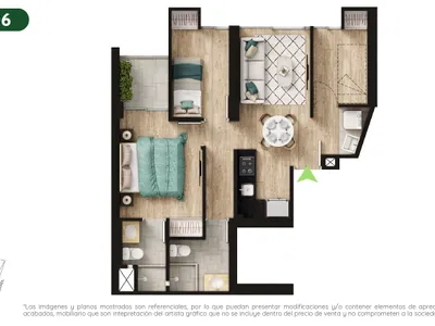 Departamento 3 dorm. 56.42 m²