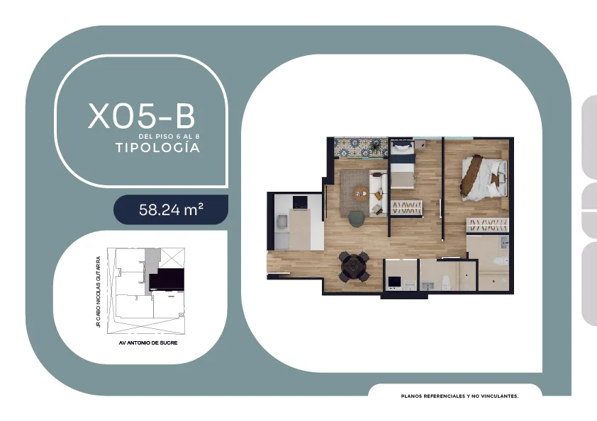 Modelo X05-B · Pisos 6, 7, 8