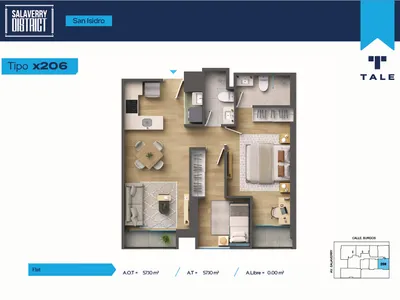 Departamento 2 dorm. 57.1 m²