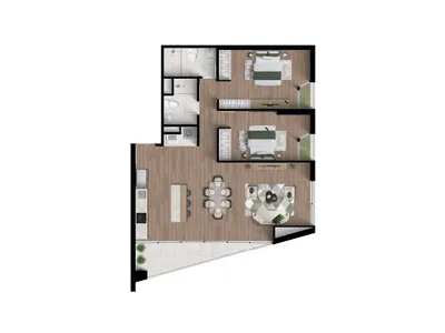 Departamento 2 dorm. 95.69 m²